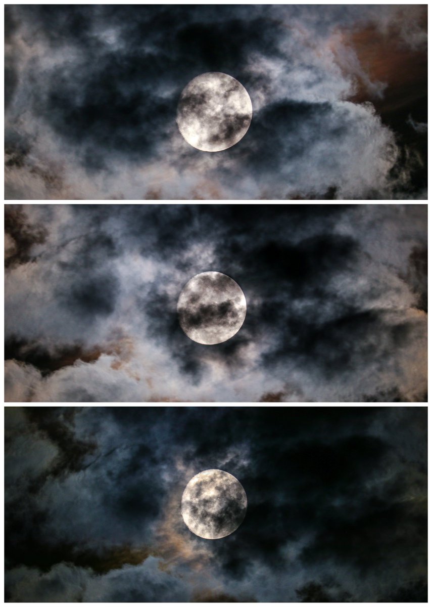 jaythegrumpy's tweet photo. A collection of tonight's cloudy moon shots, some nice effects tonight. https://t.co/D4smjNCAS5