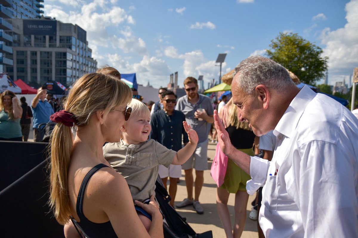 Senator Schumer meets a family at Smorgasburg, September 18, 2021.
