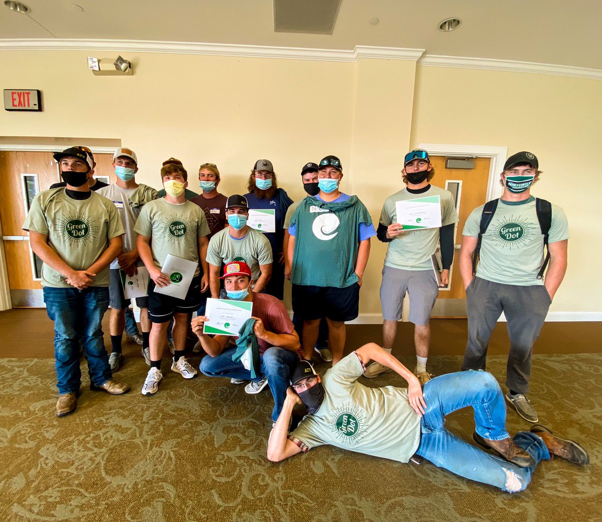 Applauds for members of <a href="/AGR_NWMSU/">Alpha Gamma Rho - NWMSU</a> for being so consistent with taking Green Dot trainings and educating their members about being an active bystander in our community! Setting great example in our Greek/Campus community. @NW_GreekLife <a href="/NWMOSTATE/">Northwest Missouri State University</a>