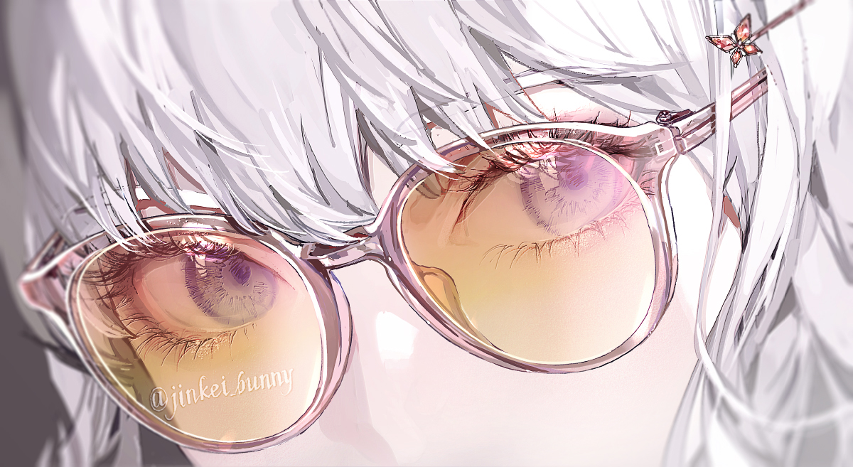 1girl solo sunglasses hair ornament eye focus looking at viewer bangs  illustration images