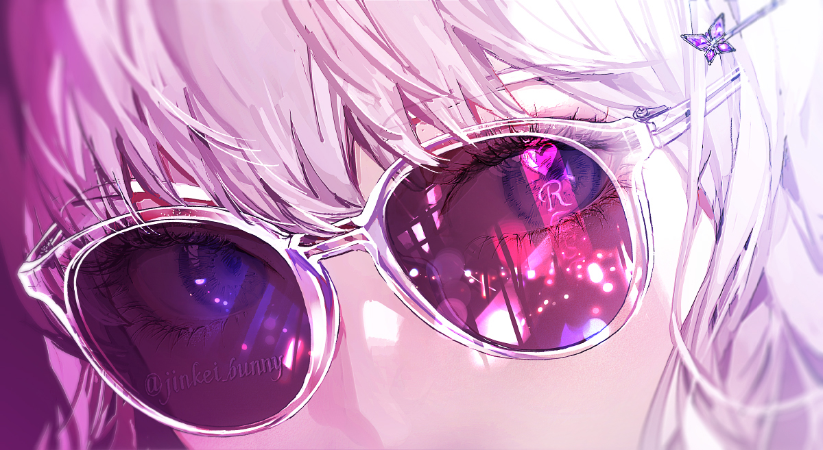 1girl solo sunglasses hair ornament eye focus looking at viewer bangs  illustration images