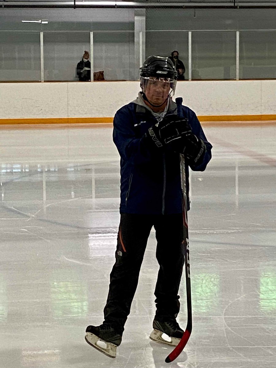 Joshyco56's tweet photo. Possible Jack Adam’s candidate for coach of the year??!?! @CityKitchener very own Michael May cleaned the rust off the blades to help shape the hockey minds of tomorrow! Thanks Coach Mike! @KMHA_All  @OHLRangers https://t.co/0b39k8CRqj