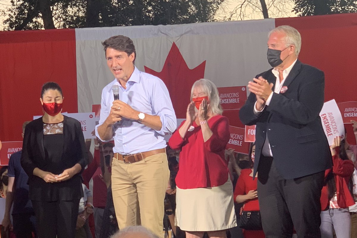 glen_mcgregor's tweet photo. Last Trudeau event of seven today, in Peterborough-Kawartha with candidate Maryam Monsef, who is up against Conservative Michelle Ferreri. Though redistricted, Peterborough has been a pretty reliable bellwether that tends to elect MPs from the winning party. https://t.co/rC3x9Xf7cs