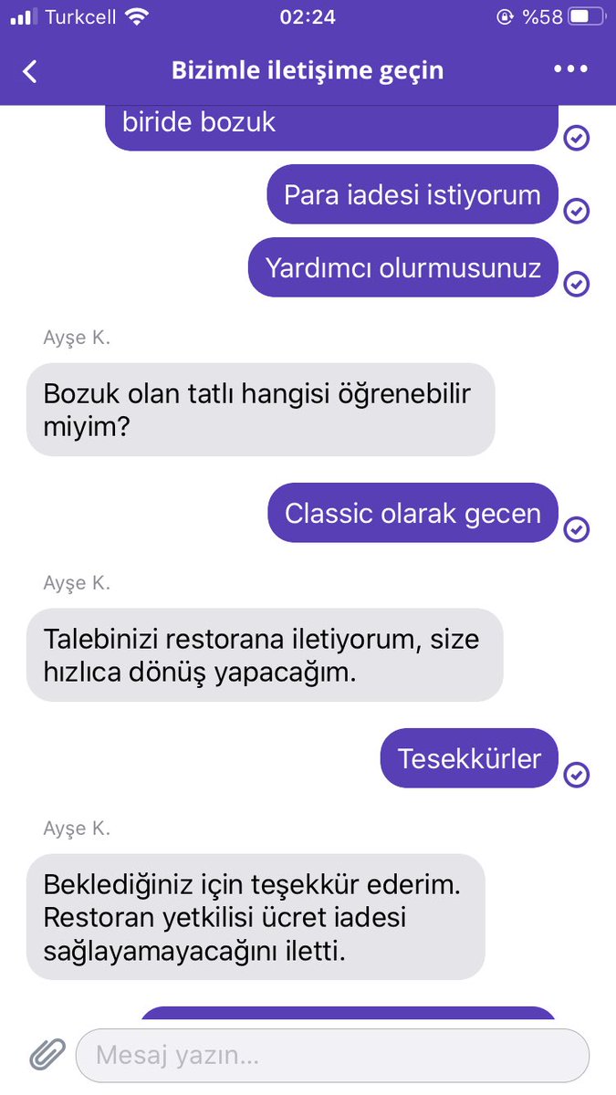 buseaksu's tweet photo. @GetirYemek Sizden hizmet alamıyoruz , tüketiciden yana karar almıyosunuz  şikayet kapatıyosunuz , bozuk ürünle ilgili aksıyon almıyosunuz nasıl bir hizmet şekli bu ,hayal kırklığı resmen https://t.co/o7EpEQAXVO