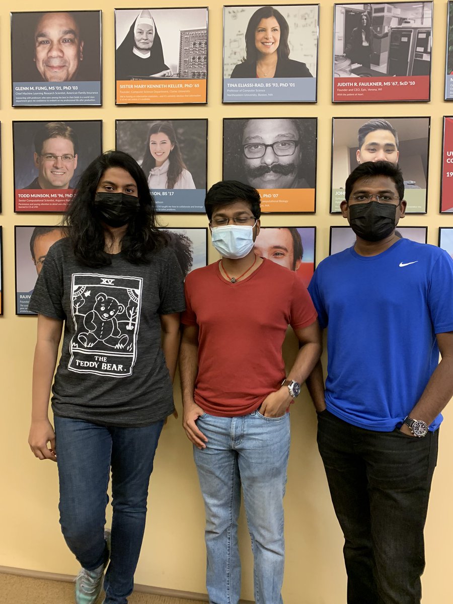 uwmadcai's tweet photo. Loved running into @UWMadison @WisconsinCS class of 2020 MS students checking out the ‘alumni wall’ in the CS bldg. All were in town for the COVID make-up graduation but live in the Bay Area & work at Amazon and Oracle. #uwgrad2020 @UWMadisonLS https://t.co/4zWPIT3MPy