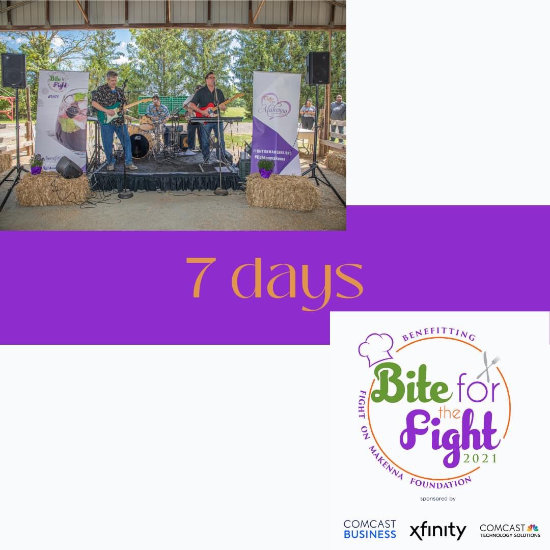 There are SEVEN days until Bite for the Fight 2021! 

Sponsorships &amp; Tickets are available at biteforthefight.com
.
.
.
#B4TF #B4TF21 #fightonmakenna #phillyfoodfestival