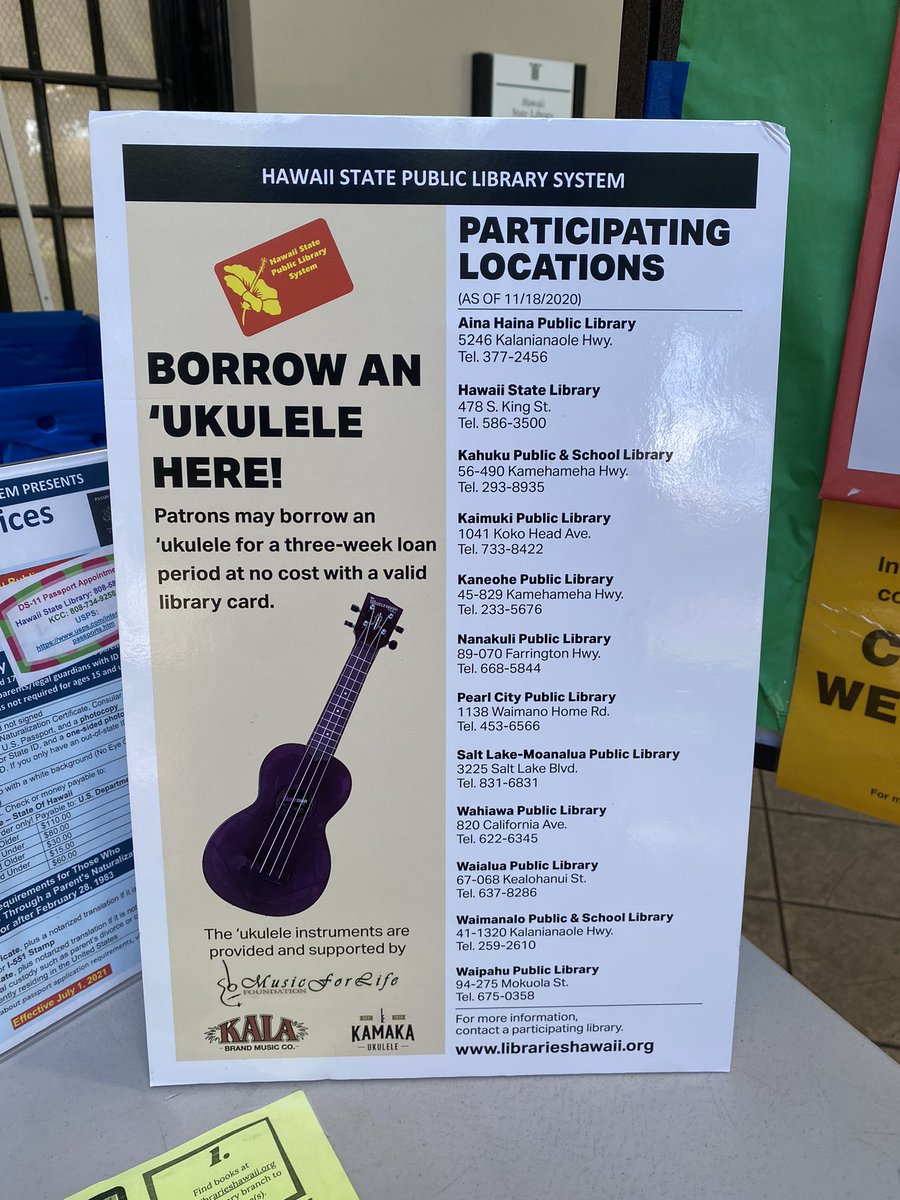 I love the Hawai‘i State Library (<a href="/HSPLSHIgov/">HSPLS</a>) so much. You can borrow an ‘ukulele!!!