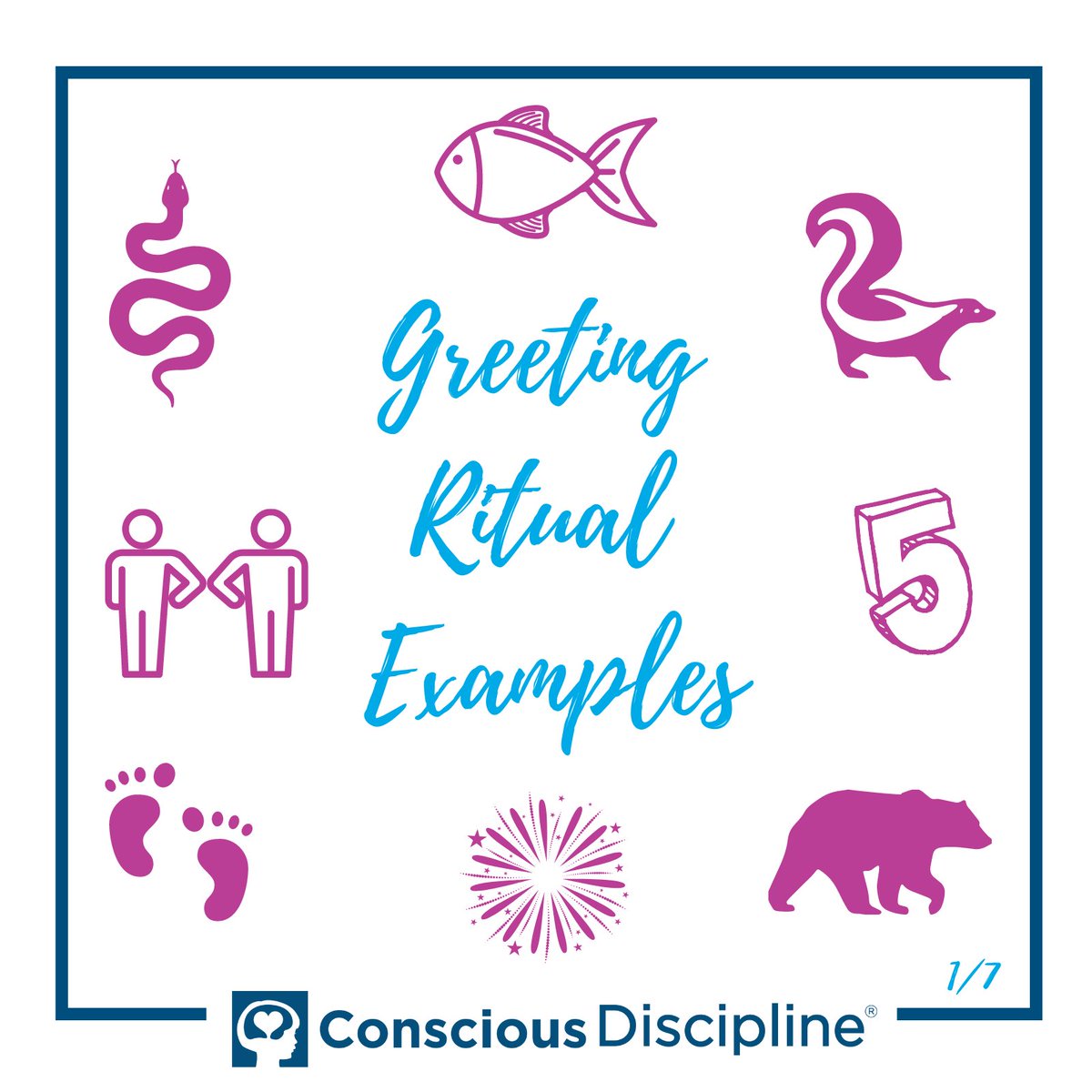 ConsciousD's tweet photo. Need help brainstorming some fun, connection-boosting greetings for your classroom? Here are some examples to get you started! Feel free to modify these to fit your classroom, or come up with actions of your own. 1/2 https://t.co/ZkQu9s5umr