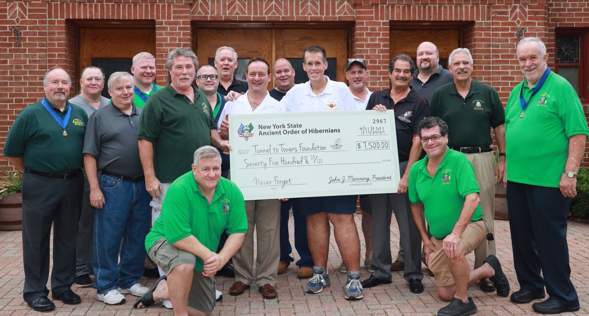 The New York State AOH Board is proud to make a $7,500 donation to <a href="/Tunnel2Towers/">Tunnel to Towers Foundation</a> to support their efforts to honor our military and first responders who continue to make the supreme sacrifice of life and limb for our country.
<a href="/hiberniandigest/">AOH National</a>