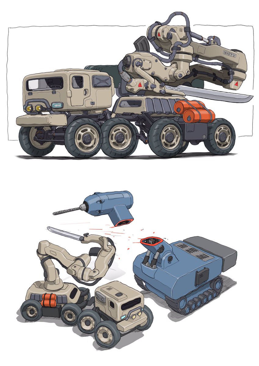 「#メカ #イラスト #illustration 
格闘で戦う戦車シリーズです。 」|がとりんぐ三等兵のイラスト