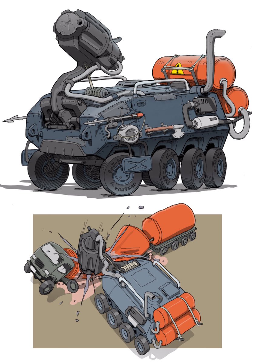 「#メカ #イラスト #illustration 
格闘で戦う戦車シリーズです。 」|がとりんぐ三等兵のイラスト