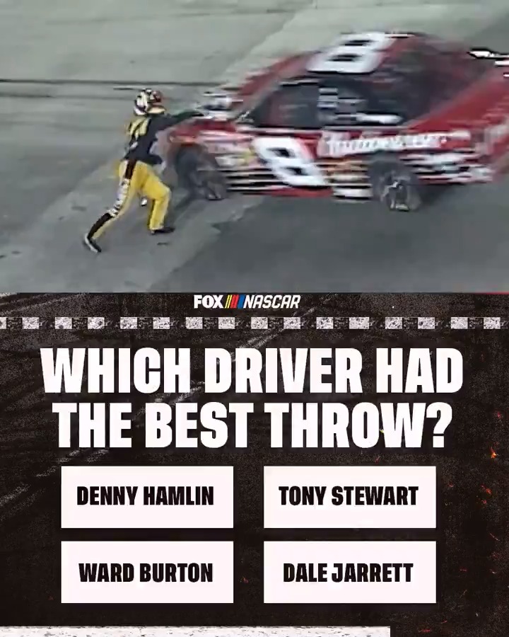 RT @NASCARONFOX: Which driver had the best throw at Bristol Motor Speedway? Hamlin, Stewart, Burton or Jarrett? https://t.co/TfEaerV3Zw