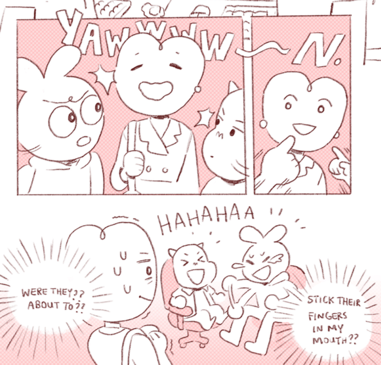 in our very first collab comic, <a href="/boyaboyasun/">Boya Sun</a> and I present a 30-page office comedy (one of us has never worked in an office 👀) 

"My Deadline Is Tomorrow But My Coworker Is Too Annoying!" coming soon!! part of the <a href="/SBComicsFair/">ShortBox Comics Fair</a> in October 🥺💗