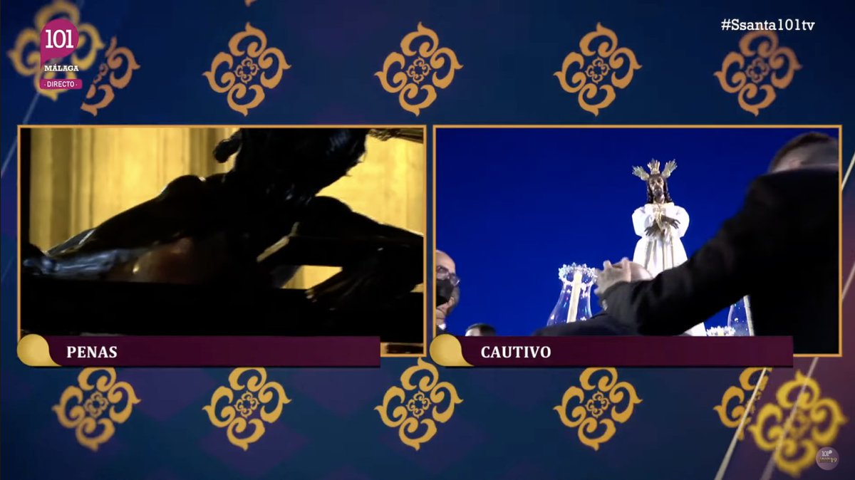 ssanta101tv's tweet photo. Nuestro Padre Jesús Cautivo llegando al puente de la Aurora mientras la Agonía se introduce en el primer templo de la ciudad #SSanta101tv https://t.co/o5YKv4X9d0