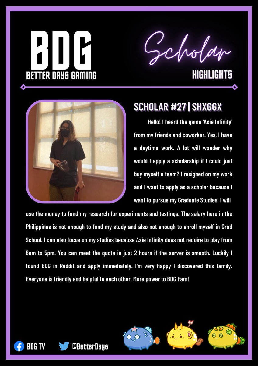 Here's our scholar number 27! <3

#axieinfinity #axiescholarship