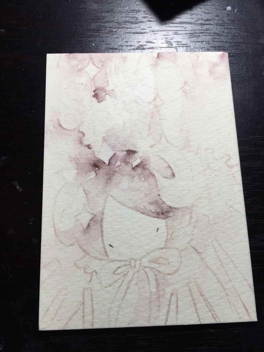 ラフ画と下描きて色塗り途中 