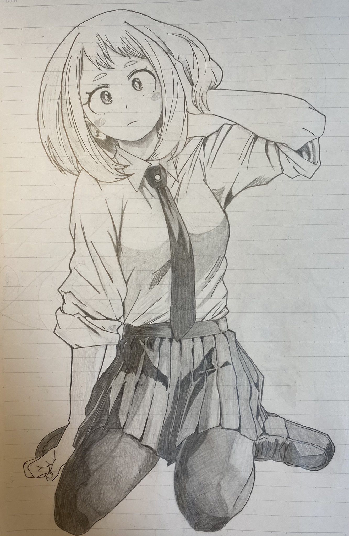 絵描き丸 on X: #ヒロアカ ＃麗日お茶子 #イラスト #鉛筆 #絵 t.coiVFF3eKaay  X