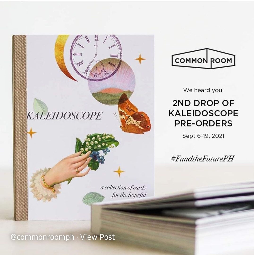 myamm_art's tweet image. Sharing my artwork in Common Room&apos;s postcard book,  KALEIDOSCOPE, a Collection of Cards for the Hopeful. It&apos;s produced by #CommonRoomPH in partnership w/ local artists for #FundtheFuturePH, a campaign to raise funds for our community of makers &amp;amp; artists.♡
commonroomph.com