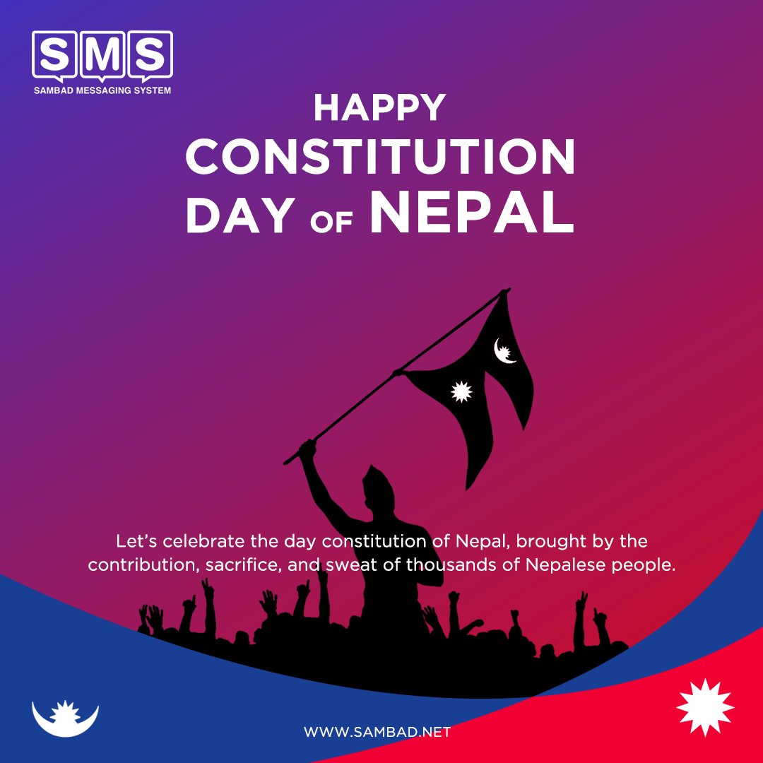 sambad_sms's tweet image. Happy Constitution Day of Nepal 
Let’s celebrate the day constitution of Nepal was brought by the contribution, sacrifice, and sweat of thousands of Nepali 

#sambad #sms #sambidhandiwas #constitutioinday