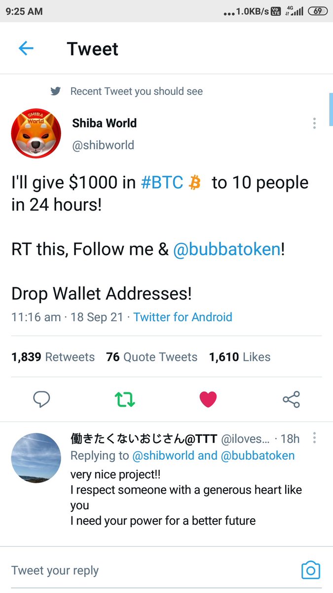 KoningjoyN's tweet photo. @shibworld @bubbatoken My BTC address: bc1q6r44rfgcjqn5yswe6ref7kh8p74qnwfjveagt0 https://t.co/KUjsS6Hgz0