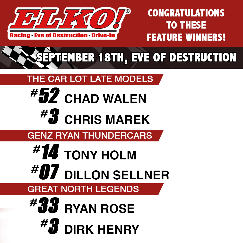 Elko Speedway on Twitter "Congratulations to the feature race winners