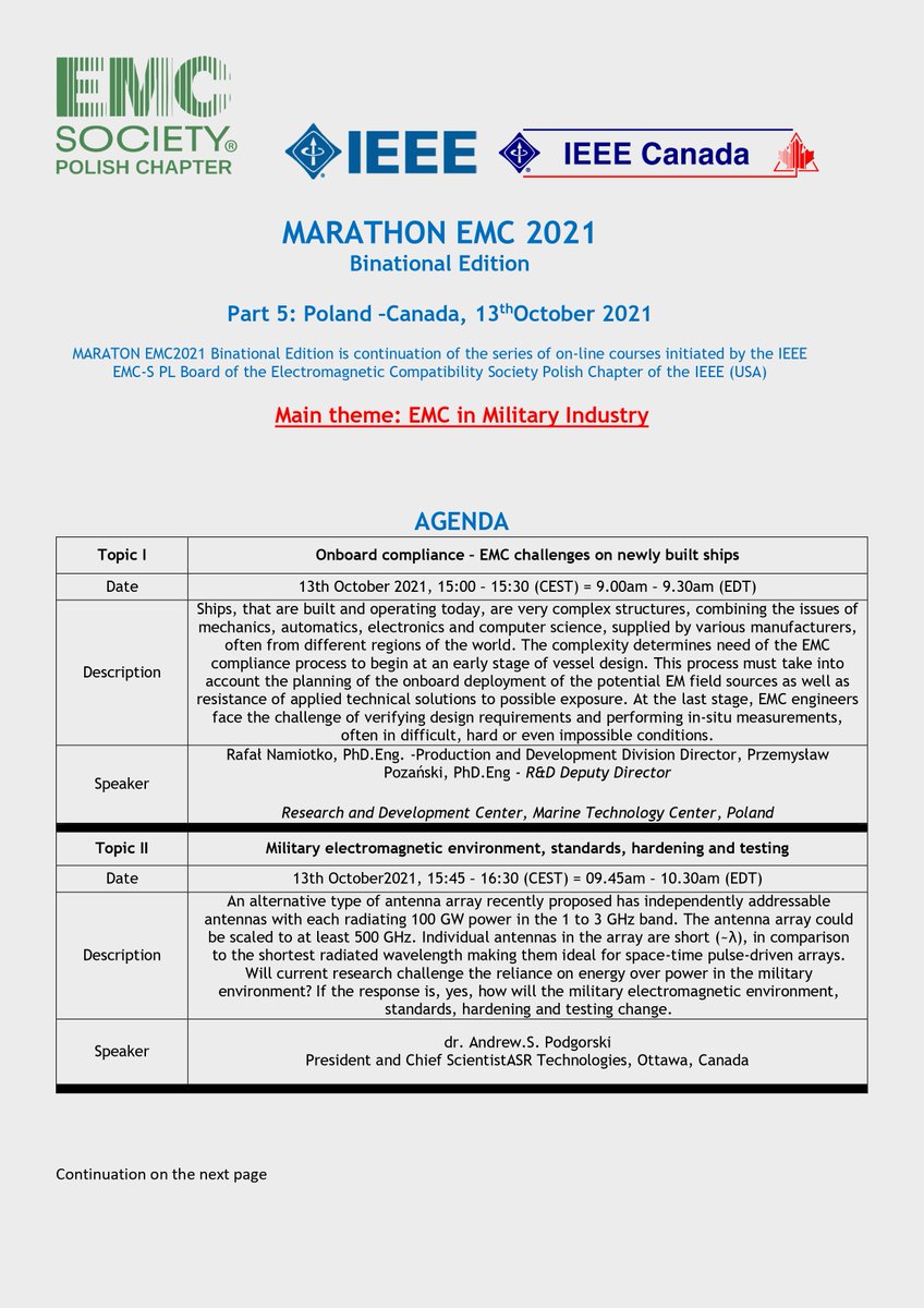 ieeeOttawaSec's tweet photo. MARATHON EMC 2021
Presented by the Electromagnetic Compatibility Society
October 13, 9:00 AM - 11:15 AM
Details: https://t.co/pxSv4Fbvrx
Registration: https://t.co/hdeHZ1ChNR https://t.co/HvoUyGVg8D