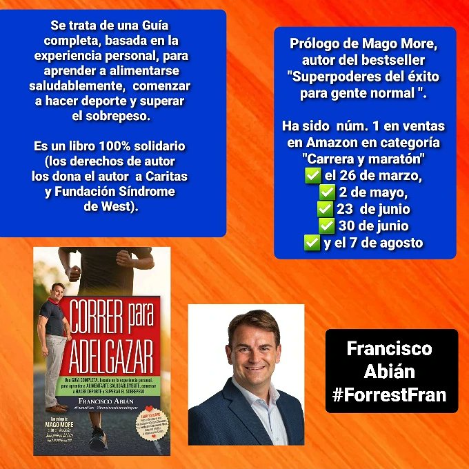 Francisco Abián (@franciscoabian) on Twitter photo Esta tarde de domingo 19 de septiembre, de 17 a 18 horas, firmaré los #libros #correrparaadelgazar (#librosolidario) y 15miradasalasoledad.es en la #FeriadelLibrodeMadrid que se celebra en el #ParquedelRetiro (Caseta n° 105 de <a href="/AlmuzaraLibros/">Almuzaralibros</a>) ¡Estáis todos invitados!👍😃 Esta tarde de domingo 19 de septiembre, de 17 a 18 horas, firmaré los #libros #correrparaadelgazar (#librosolidario) y 15miradasalasoledad.es en la #FeriadelLibrodeMadrid que se celebra en el #ParquedelRetiro (Caseta n° 105 de <a href="/AlmuzaraLibros/">Almuzaralibros</a>) ¡Estáis todos invitados!👍😃