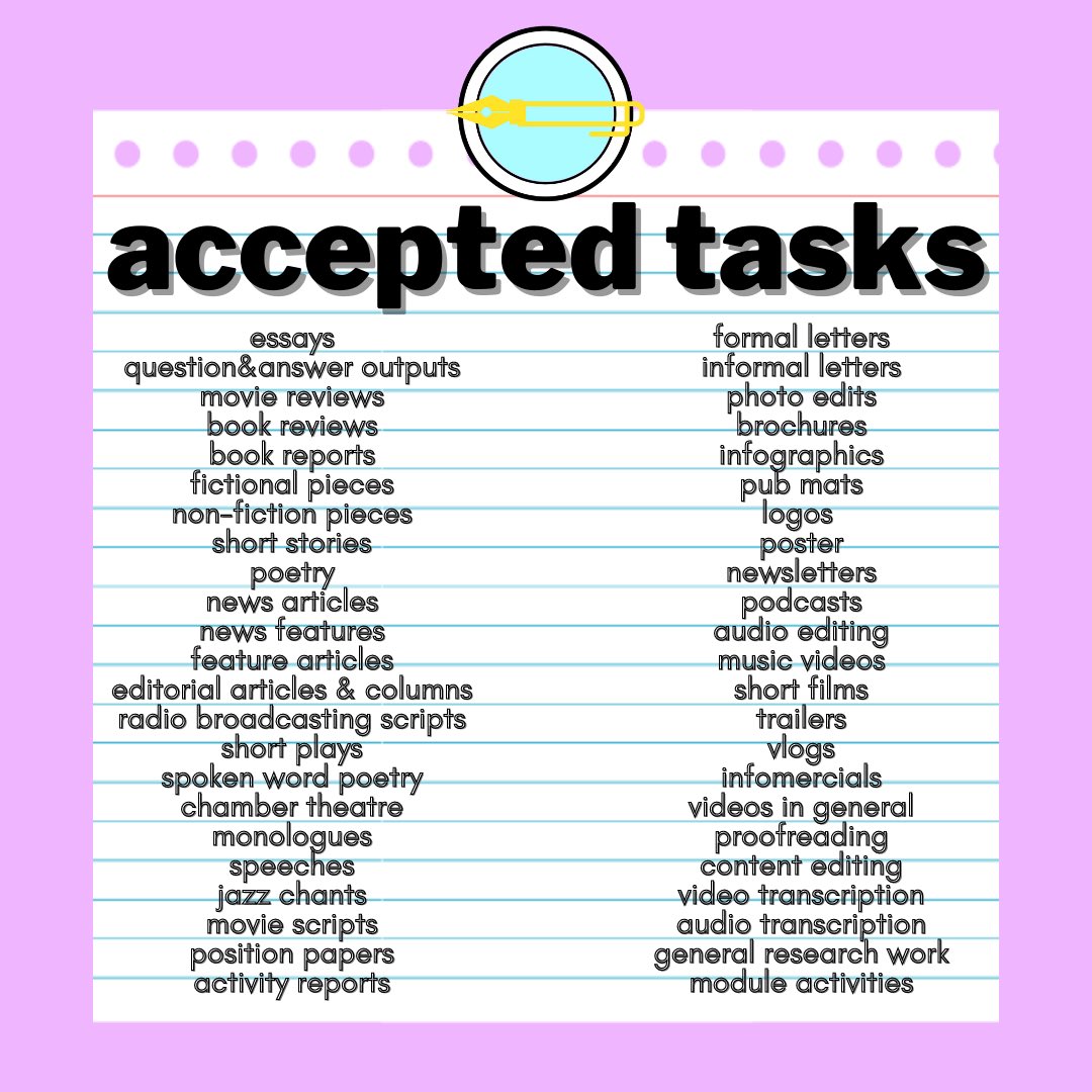 JunoWritesPH's tweet photo. Need help with your homework and outputs? You can always count on me 😉

Currently open for commissions! 🤩

DM me here or shoot an email at junowritesph@gmail.com 🖖🏼

#academiccommissions #commissions #commissionsopen #commissionsopen #studytwt #studytwtph #commissionsph https://t.co/G64qkt2qu7