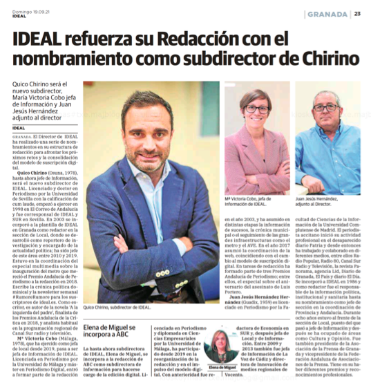 majimeno's tweet photo. Enhorabuena a los tres. 
Qué buena redacción tiene @ideal_granada. https://t.co/OXLlRzaScO