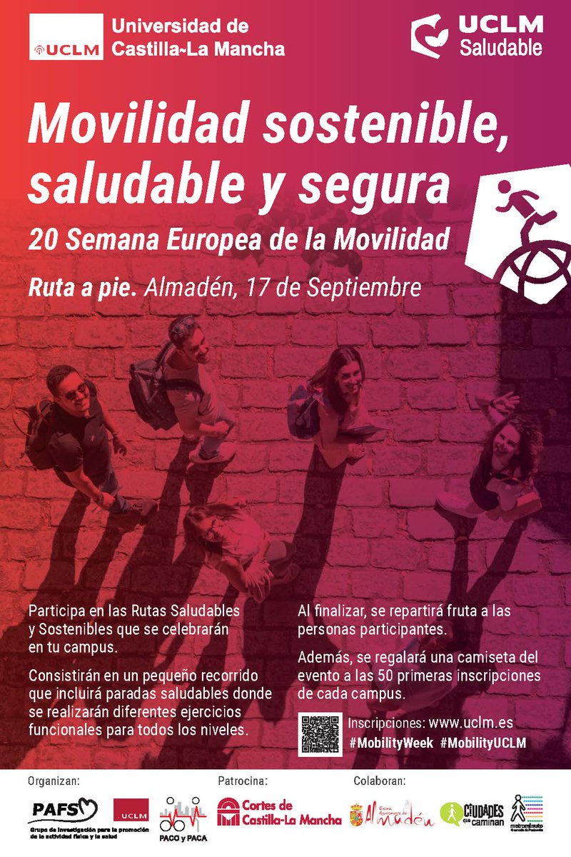 Esc_Ing_Almaden's tweet photo. Gran ÉXITO Ruta a pie de Almadén. Movilidad sostenible, saludable y segura. 20ª semana europea de la movilidad.
https://t.co/Q5x9tO8Prh
@GardeJulian @matamontes @GutCarrasco @VestudianteUCLM @AlinoMartinez @uclm_es
#mobilityweek #mobilityUCLM #SemanaMovilidad #MovilidadUCLM https://t.co/9cBfQYrysZ