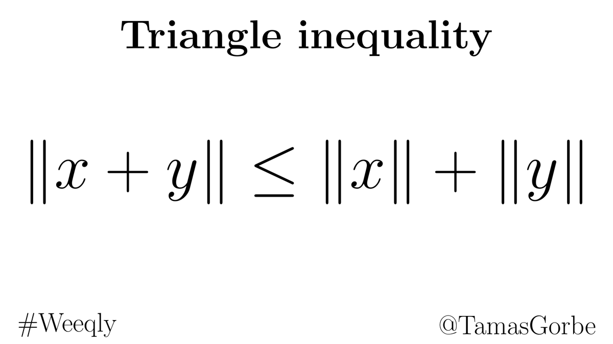 TamasGorbe's tweet photo. The triangle inequality expresses a very simple fact: A walk from A to B via C (along straight lines) is at least as long as walking to B directly. Nonetheless, it has far-reaching consequences such as the twin paradox in special relativity. [Wiki https://t.co/JAdehduZW0] #Weeqly https://t.co/8twbeMYT1D