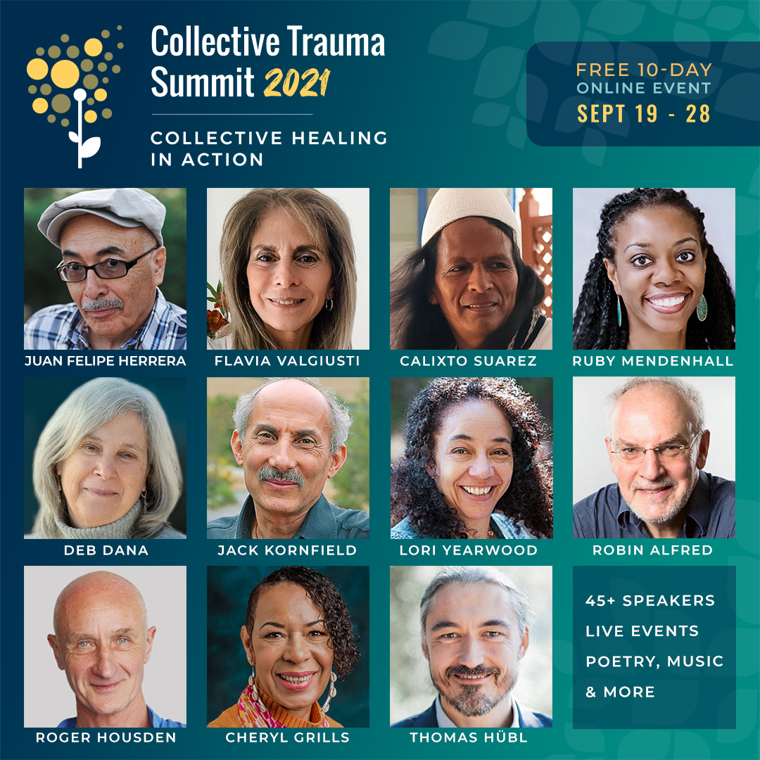 I have the wonderful opportunity of co-hosting the 2021 Collective Trauma Summit. The theme this year is Collective Healing in Action. Sign up for free to get access to all of the talks here: rubym--thomashuebl.thrivecart.com/cts2021/.