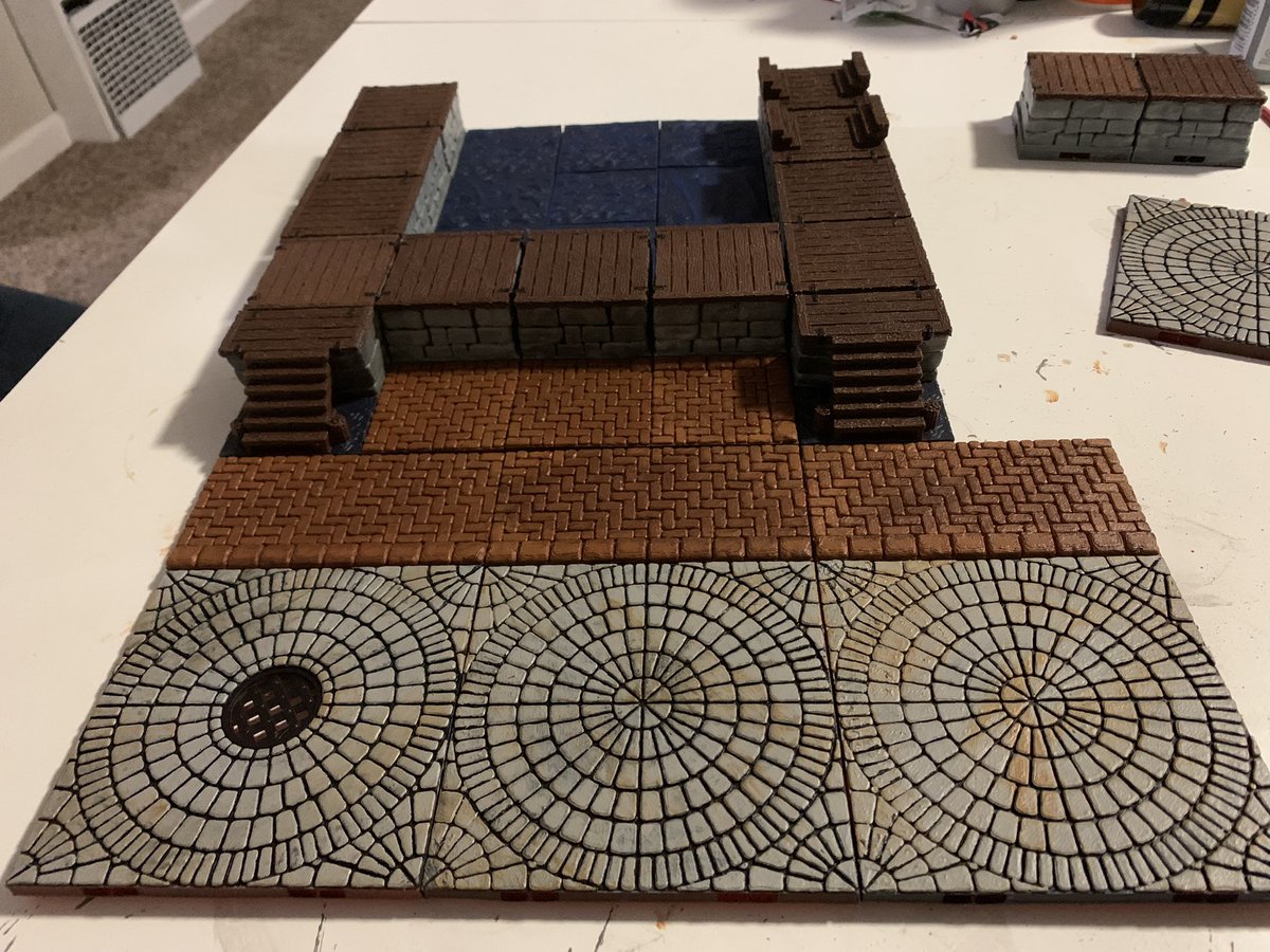 Rudo_Rampage's tweet image. Printed more tiles. Combination of @FatDragonGames and #AetherStudios tiles. I am getting closer to having a full dock scene.