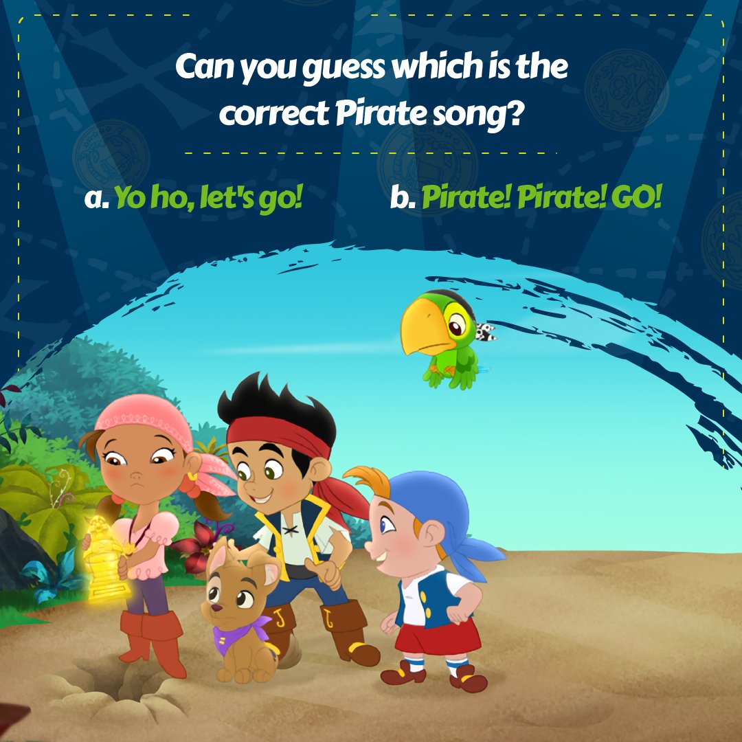 There's only one way you can know this answer. If you do, we'll assume you're a part of Jake's crew! Tell us the correct answer in the comments section. GO! #DisneyJunior #DisneyJuniorIndia #LaughLearnPlay #LearnWithJunior #PirateSong #TalkLikeAPirateDay #TopcialContent