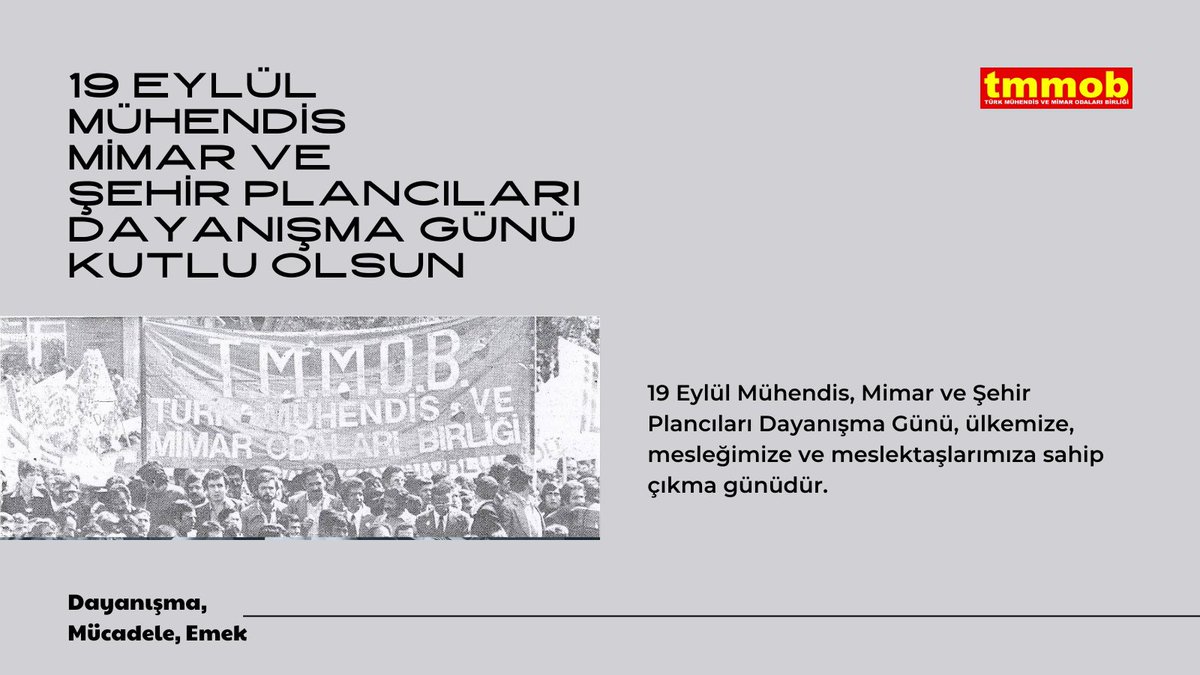 cmoadanasube's tweet photo. 19 Eylül Mühendis, Mimarlar ve Şehir Plancıları Dayanışma Günü Kutlu Olsun https://t.co/Z3Ce09XLNH