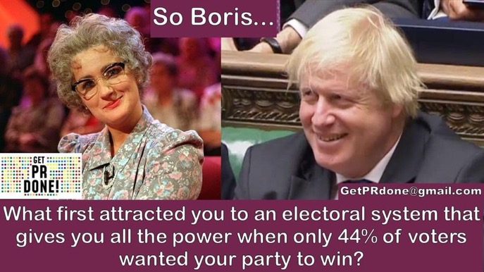 getprdone's tweet photo. To get #JohnsonOut the opposition parties don't need to win one more vote. They have 56.4% between them already. It's about organising one candidate to stand against his corrupt party in each seat. #JohnsonOut #Labour4PR #GetPRDone https://t.co/csOaIwNJwq