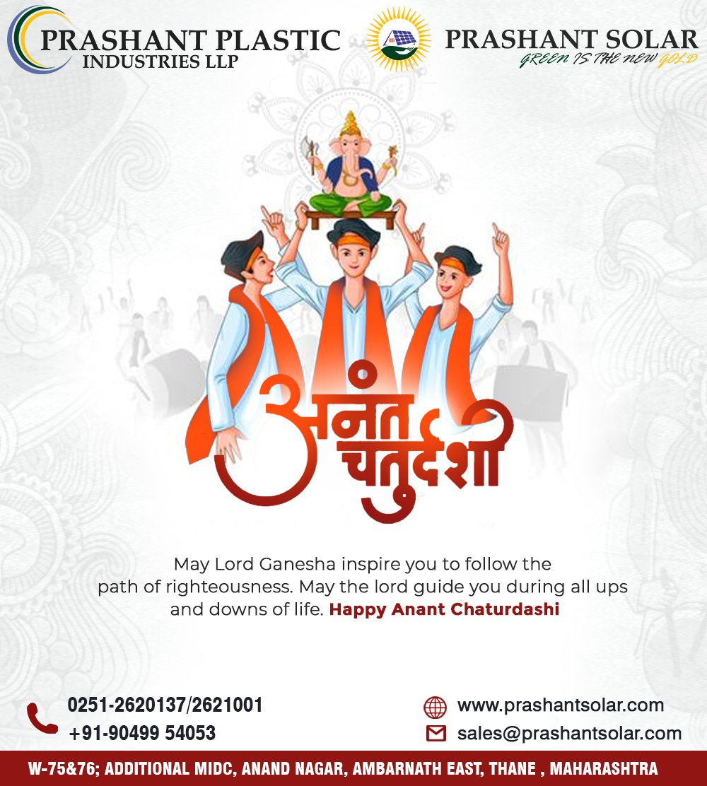 prashant_solar's tweet photo. May you tread on the path of righteousness as shown by Lord Ganesh. Wishing you and your family a very happy Ganesh Chaturthi!
.
#AnantChaturdashi2021 #AnantChaturdashi #GanpatiBappa  #Prashantsolar #aatmanirbharbharat #vocalforlocal #makeinindia #solarizeindia #pmo #india #world https://t.co/fEkUdY9S2Q