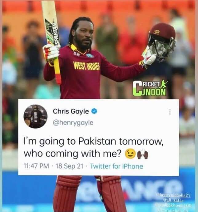 43Mehdiy's tweet photo. Warmly welcome to The Land of peace  ❤thanks alot universal Boss indeed you are the great legend 
 #UniverseBoss 
#ChrisGayle 
#PakistanZindabad https://t.co/P9xk0HZxrT