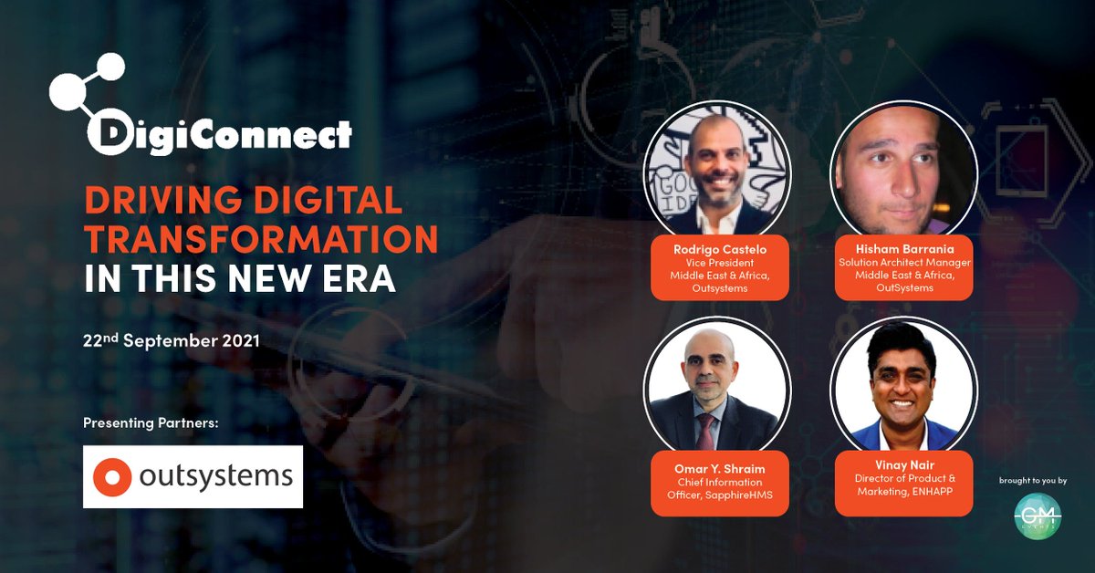 khaledmoawad's tweet photo. How can organizations drive digital transformation in this new era?
Find out at the upcoming DigiConnect executive virtual boardroom in partnership with #OutSystems. Taking place on 22 September. https://t.co/ln2jeGgOQv https://t.co/WXFbn05h98