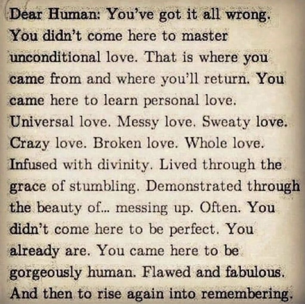 Human; imperfect creature. Demonstrated through the beauty of messing up.
