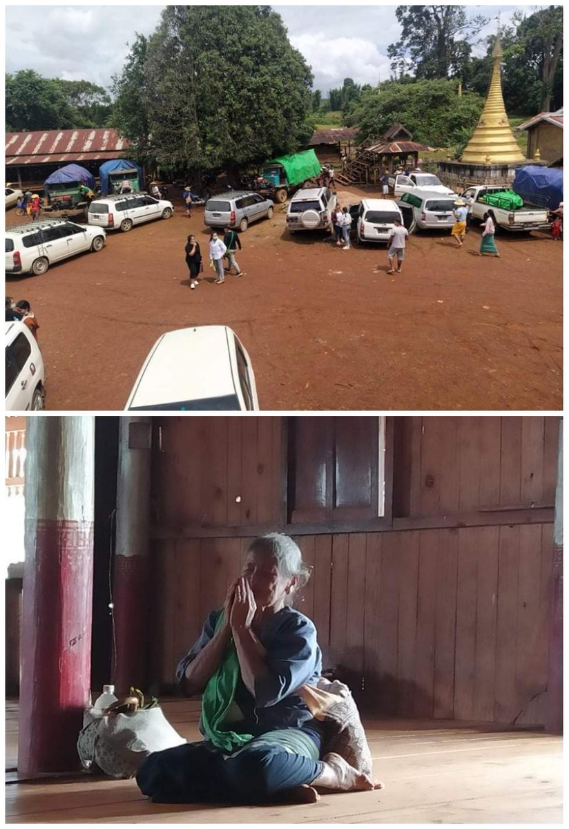 RvlBurma2's tweet photo. At around 12 noon today, heavy artillery shelling between two Shan armed groups was heard near IDPs camp in Naung Lyaw Village,#Mongkaing Township, southern Shan State. They did not dare to stay in the refugee camp and had to pack up and prepare to flee.
#WhatsHappenigInMyanmar https://t.co/iT7wDoBzRK