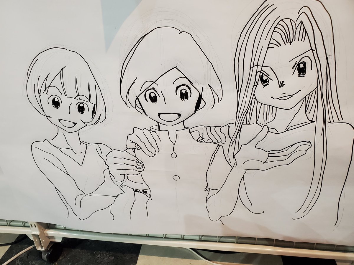 後ろが金網でここにはうまく描けなかった
珍しい三人φ(..) 
