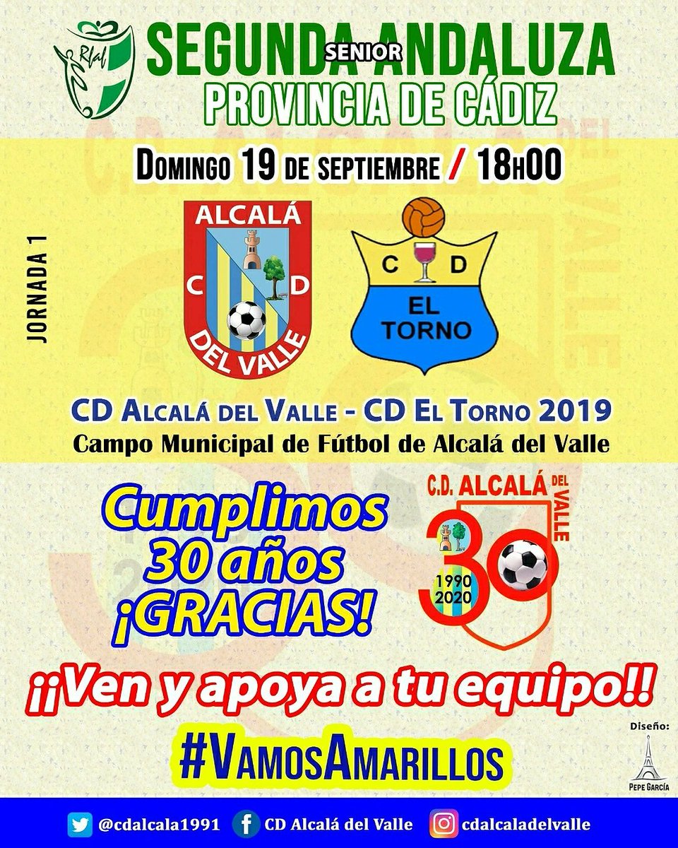 Hoy empieza el SENIOR la Liga, y ¡Ustedes tan tranquilos! 🥳.
⏰ Domingo 19 de septiembre, 18h.
⚽ Campo Municipal de Fútbol de Alcalá del Valle.
🥅vs CD El Torno.
💰 Entradas Adultos 3€, Niños 1€.
💳 Podrás adquirir el abono en la taquilla.
Apoya a tu equipo ¡Vamos Amarillos!