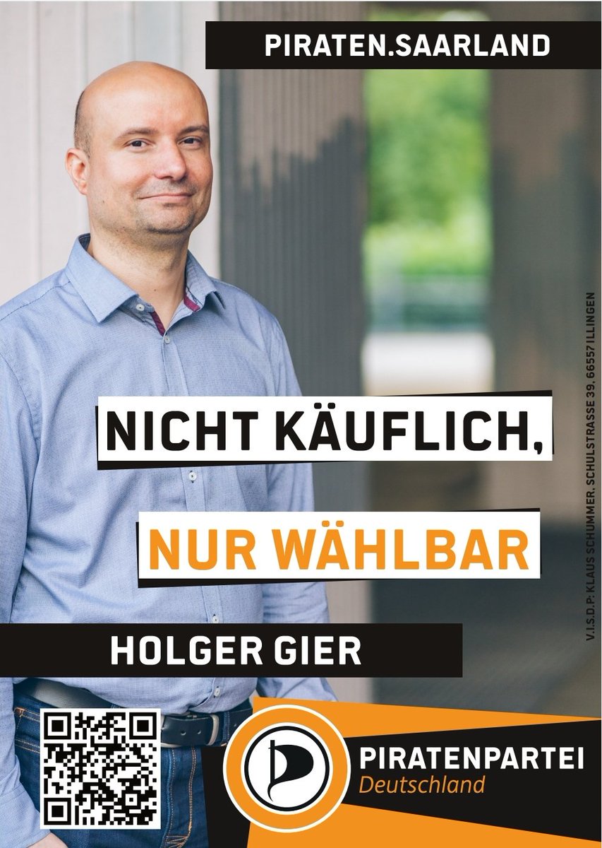 @Piraten_saar Nicht käuflich, nur wählbar! Holger Gier @Holger_Gier Piratenpartei Deutschland