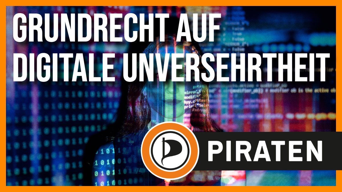 Foto von Frau die mit Programmierungscode beleuchtet wird. Text: Grundrecht auf digitale Unversehrtheit