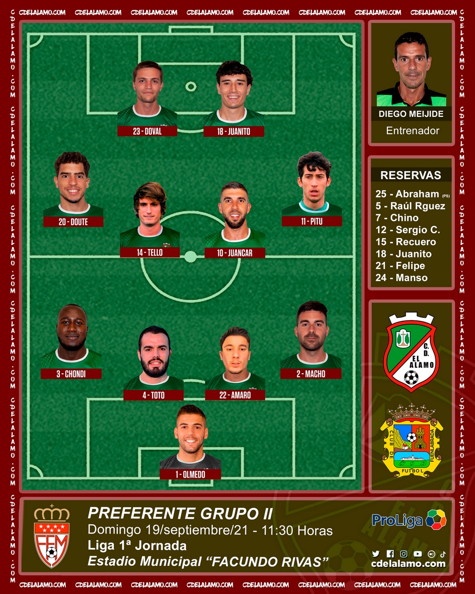 CD_El_Alamo's tweet photo. ⚽✅ 𝟭𝟭 𝗜𝗡𝗜𝗖𝗜𝗔𝗟 𝗘𝗡 𝗘𝗟 𝐅𝐀𝐂𝐔𝐍𝐃𝐎 𝐑𝐈𝐕𝐀𝐒 ✅⚽
🏆 Preferente / Grupo II / 1ª Jornada 🏆
Si no puedes venir al Facundo Rivas.... 
Recuerda!!! puedes verlo en youtube... 
👉 https://t.co/4OouOAo9OX 👈

#cdelalamo #UnDiaMenosParaVolver #matregional https://t.co/IrPeh1FD7G