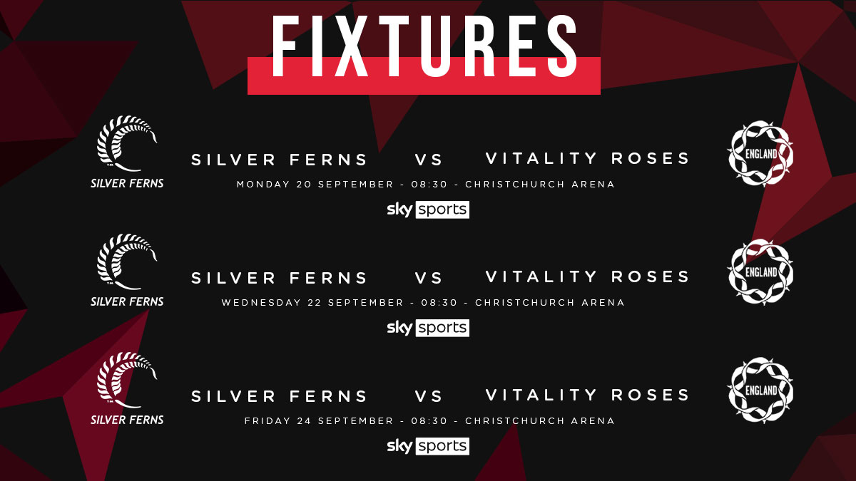 Your week's viewing sorted ✔️

🤩 Watch the Vitality Roses vs. <a href="/SilverFernsNZ/">Silver Ferns</a> live on <a href="/SkySports/">Sky Sports</a> Arena, Mix and YouTube!

Coverage starts at 8:00 with first centre pass at 8:30 ⏰