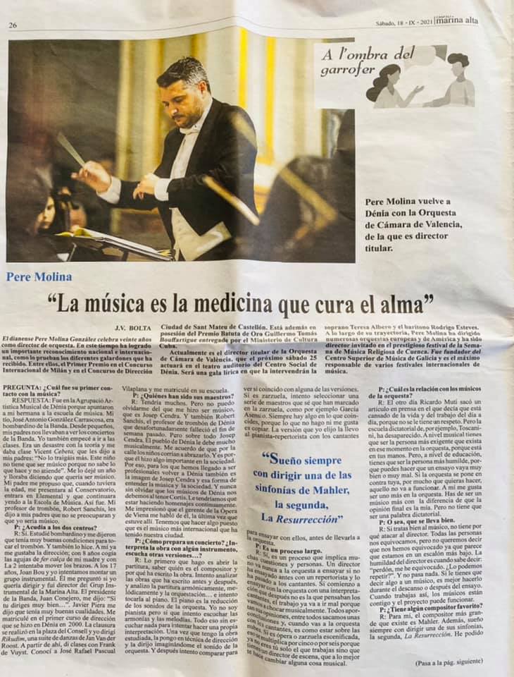 Volver a Dénia con la Orquesta de Cámara de Valencia . OCV es un auténtico regalo junto con mis compañeros cantantes Rodrigo Esteves y <a href="/TERESALBERO/">Teresa Albero</a>  🧡. Gracias al departamento de Dénia Cultura y a su técnica de cultura Maribel Font. Agradezco <a href="/CANFALIma/">Canfali Marina Alta</a> @orquestacamaravalencia