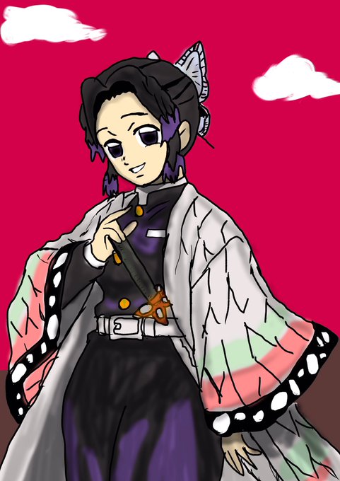 仮面とゆう名の心さんがTwitterに投稿した胡蝶しのぶ(鬼滅の刃)のイラスト。