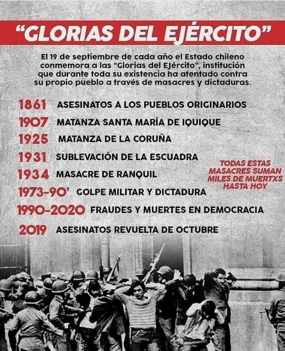 Desfilan las Matanzas a la Clase Trabajadora.

#GloriasDelEjercito
#MilicosSinGloria
#ParadaMilitar2021
#BastardosSinGloria